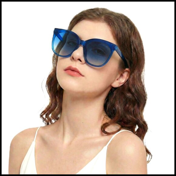 Polarized Sunglasses UV400 Protection Oversized Cat Eye Frame Retro